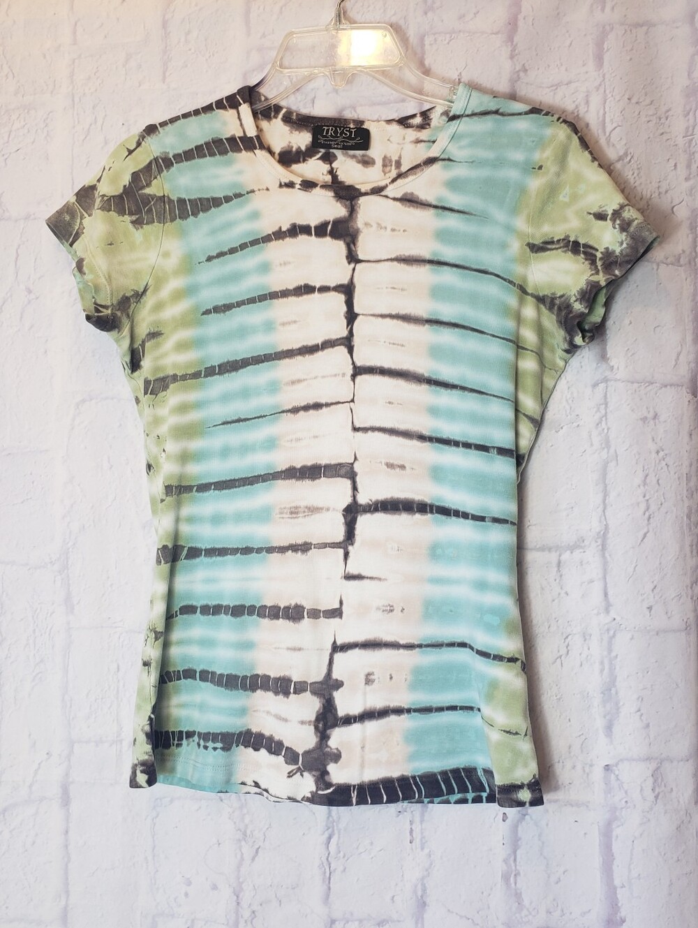 TRYST Classic Fitted Crewneck Tee Tie-Dye Boho Small